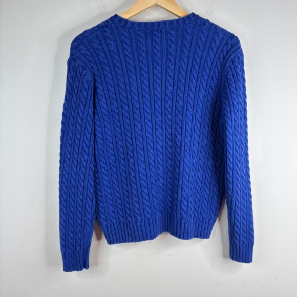 Lauren Ralph Lauren Christmas Cable Knit Sweater PS Blue Crest Crewneck Pullover - Picture 4 of 9